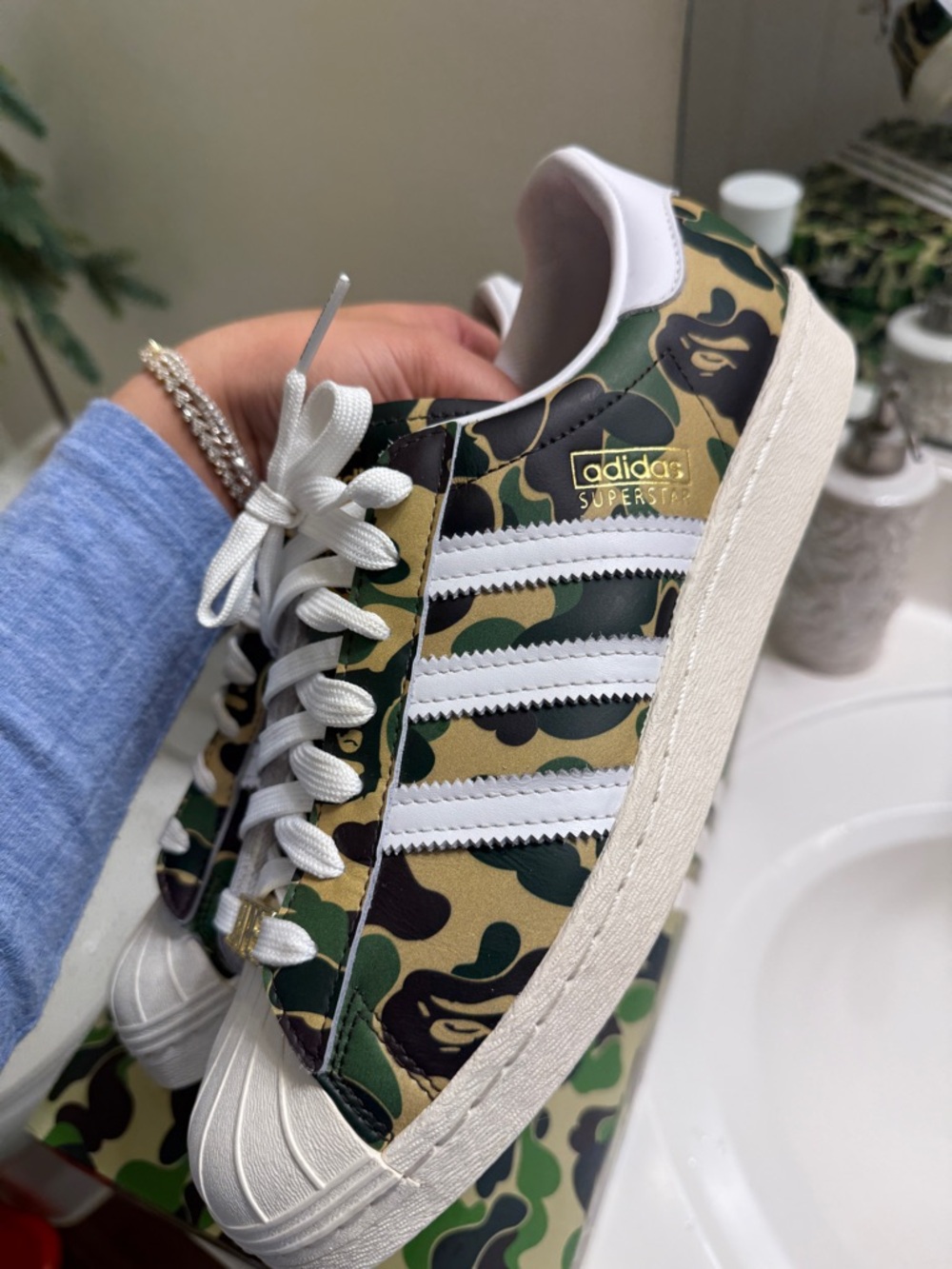 adidas Superstar A Bathing Ape Men's Camo Green Sneakers
